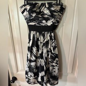 Max & Cleo Black and White Strapless Dress